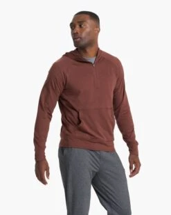 Ponto Performance Half Zip Hoodie | Cedar Heather -Vuori Clothing Store 0173 V244HCD 00839