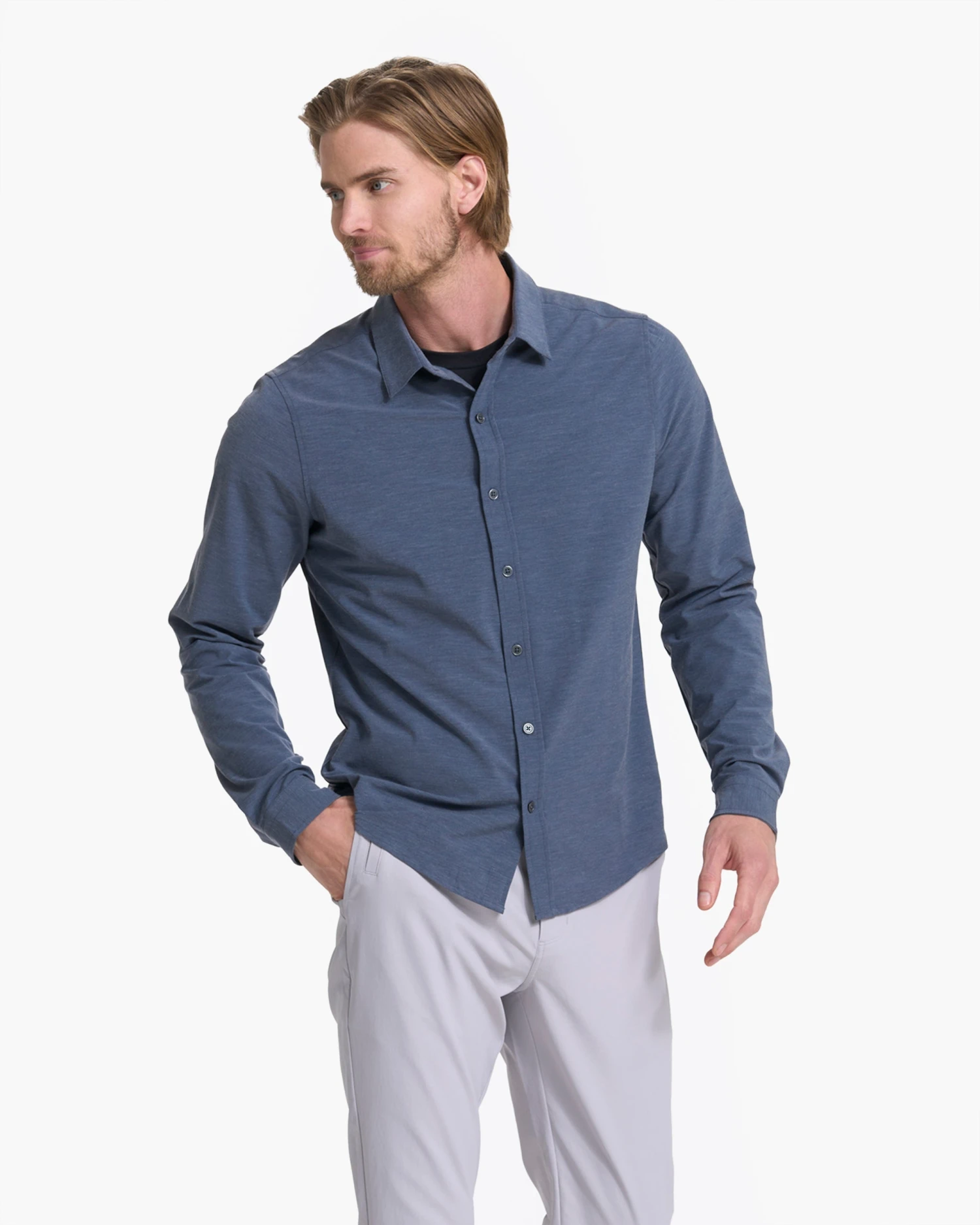 Long Sleeve Bridge Button Down | Azure 3 Long Sleeve Bridge Button Down | Azure - Image 3