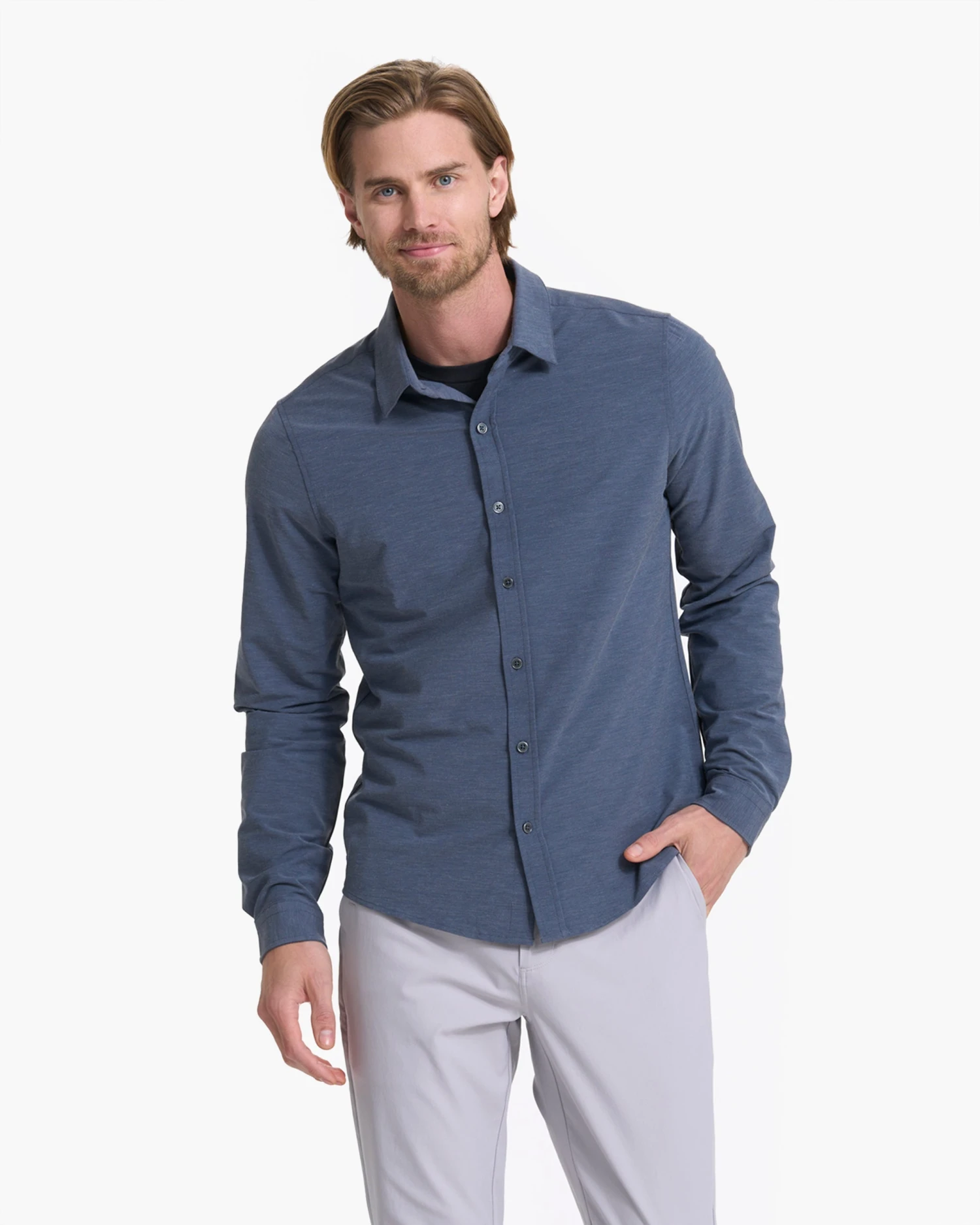 Long Sleeve Bridge Button Down | Azure 2 Long Sleeve Bridge Button Down | Azure - Image 2