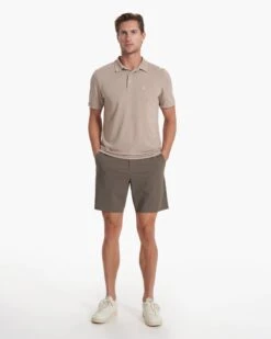 Knit Twill Polo | Camel Heather -Vuori Clothing Store V1004CMH SP23 M ECOMM TOPS TOP 2552 1X1 7ec22135 0125 423d 88ef 85a592f9da14