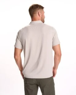 Knit Twill Polo | Beachsand Heather -Vuori Clothing Store V1004HBS FA23 M ECOMM TOPS BACK TOPS 23