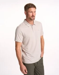 Knit Twill Polo | Beachsand Heather -Vuori Clothing Store V1004HBS FA23 M ECOMM TOPS FRONT TOPS 16
