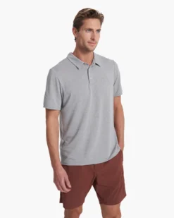 Knit Twill Polo | Steel Heather 8 Knit Twill Polo | Steel Heather -Vuori Clothing Store V1004STH SP23 M ECOMM TOPS TOP 0721 1X1 92169cb8 7815 4235 ba80 348030d0bcc7