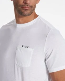 Current Pocket Tee | White -Vuori Clothing Store V1007WHT FA23 M ECOMM TOPS DETAIL 3