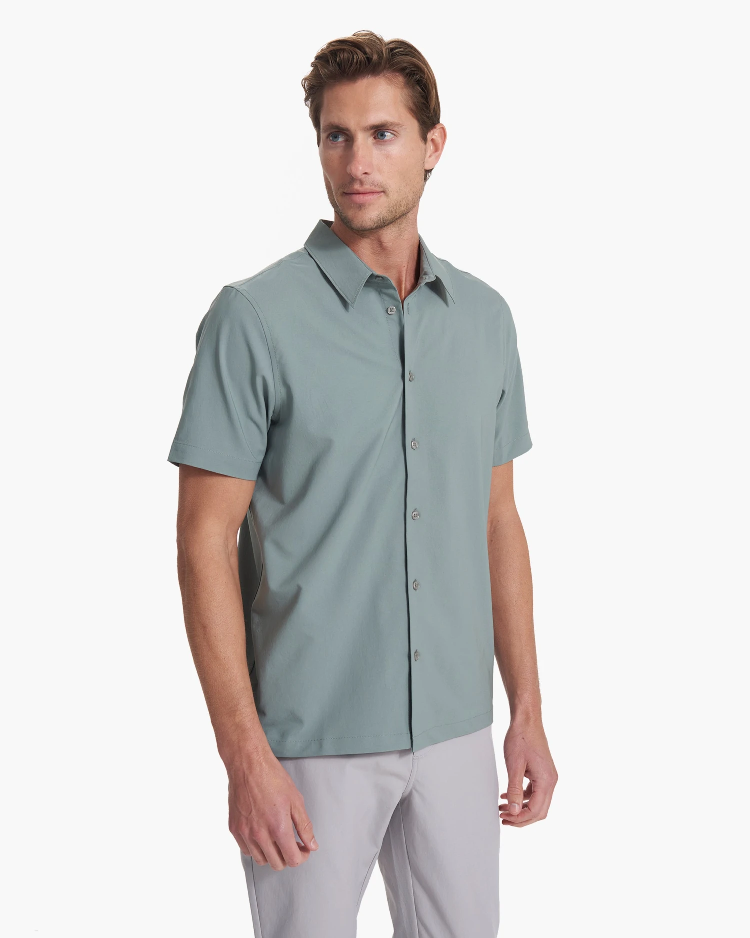 Short Sleeve Manhattan Button Down | Stormy 3 Short Sleeve Manhattan Button Down | Stormy - Image 3