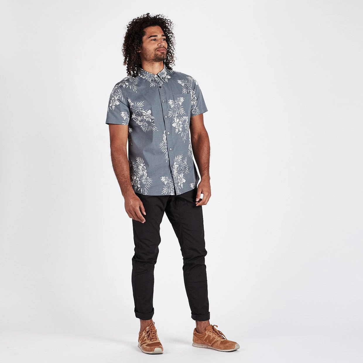 Crest Short Sleeve Button-Down | Grey Vintage Floral 5 Crest Short Sleeve Button-Down | Grey Vintage Floral - Image 5