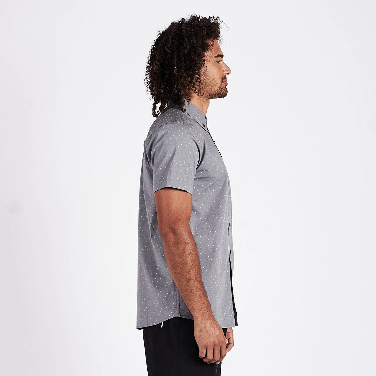 Crest Short Sleeve Button-Down | Grey Micro Dot 3 Crest Short Sleeve Button-Down | Grey Micro Dot - Image 3