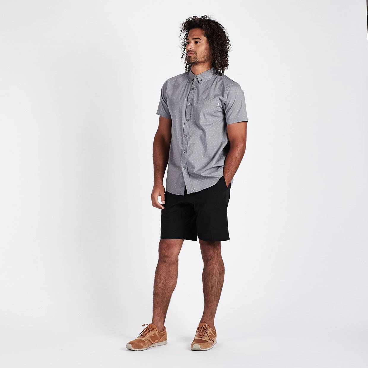 Crest Short Sleeve Button-Down | Grey Micro Dot 5 Crest Short Sleeve Button-Down | Grey Micro Dot - Image 5