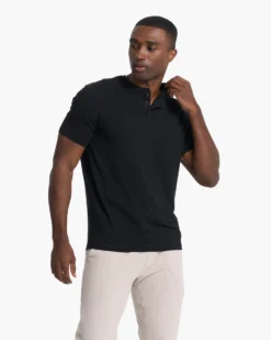 Short-Sleeve Ever Henley | Black -Vuori Clothing Store V165BLK 2