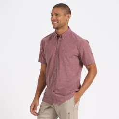 Short-Sleeve Bridge Button Down | Terracotta Bird -Vuori Clothing Store V184TBI 2 FlagRemoved