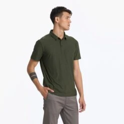 Strato Tech Polo | Forest Heather -Vuori Clothing Store V188HFO 04560