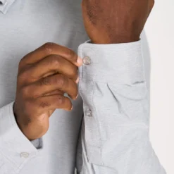 Long Sleeve Strato Button-Down | Platinum Heather -Vuori Clothing Store V192HPT 6 93266fa4 ff4f 41a6 b9c6 51111c222f19