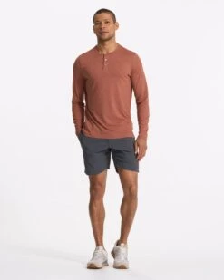 Long Sleeve Ease Performance Henley | Copper Heather -Vuori Clothing Store V194HCO SP23 M ECOMM TOPS FULL 3428 1x1 7fb37354 8064 4452 ad58 1cc9d90ef5a1