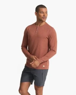 Long Sleeve Ease Performance Henley | Copper Heather -Vuori Clothing Store V194HCO SP23 M ECOMM TOPS TOP 3454 1x1 0830b94b 48ad 45a8 a164 4fe0731ec5cc