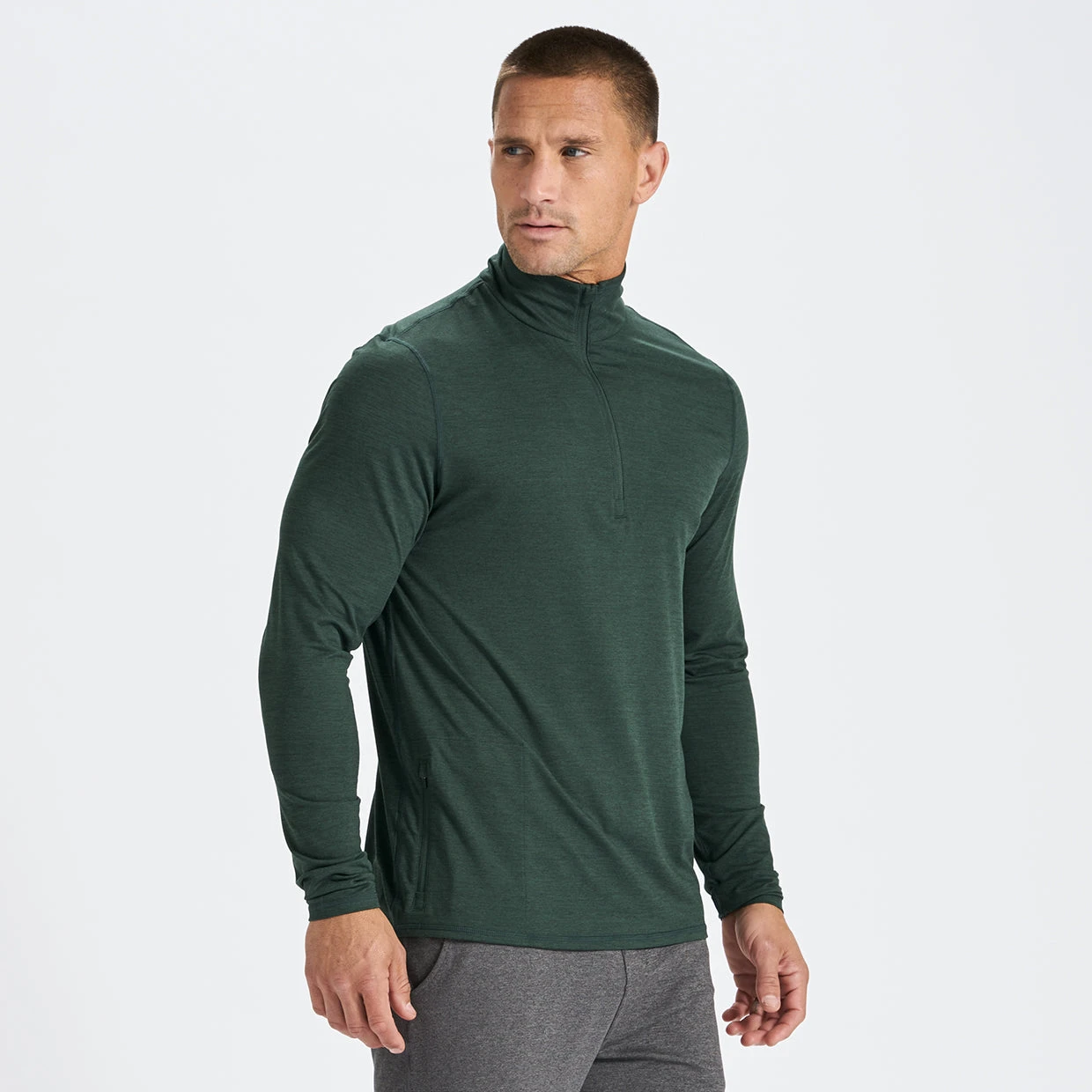 Ease Performance Half Zip | Blackened Green Heather 2 Ease Performance Half Zip | Blackened Green Heather - Image 2