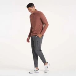 Ease Performance Half Zip | Dark Terracotta Heather -Vuori Clothing Store V221HDT 0212