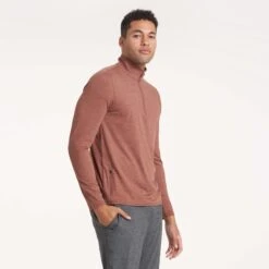 Ease Performance Half Zip | Dark Terracotta Heather -Vuori Clothing Store V221HDT 0258