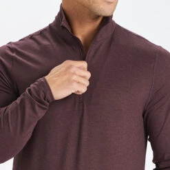 Ease Performance Half Zip | Oxblood Heather -Vuori Clothing Store V221HOX 5