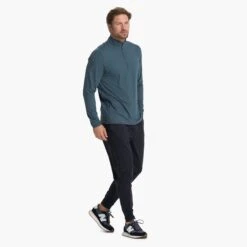 Ease Performance Half Zip | Stone Heather -Vuori Clothing Store V221HSO 03932