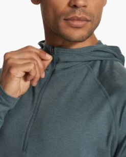 Ponto Performance Half Zip Hoodie | Lake Heather 10 Ponto Performance Half Zip Hoodie | Lake Heather -Vuori Clothing Store V244HLK FA23 M ECOMM fleece DETAIL 7