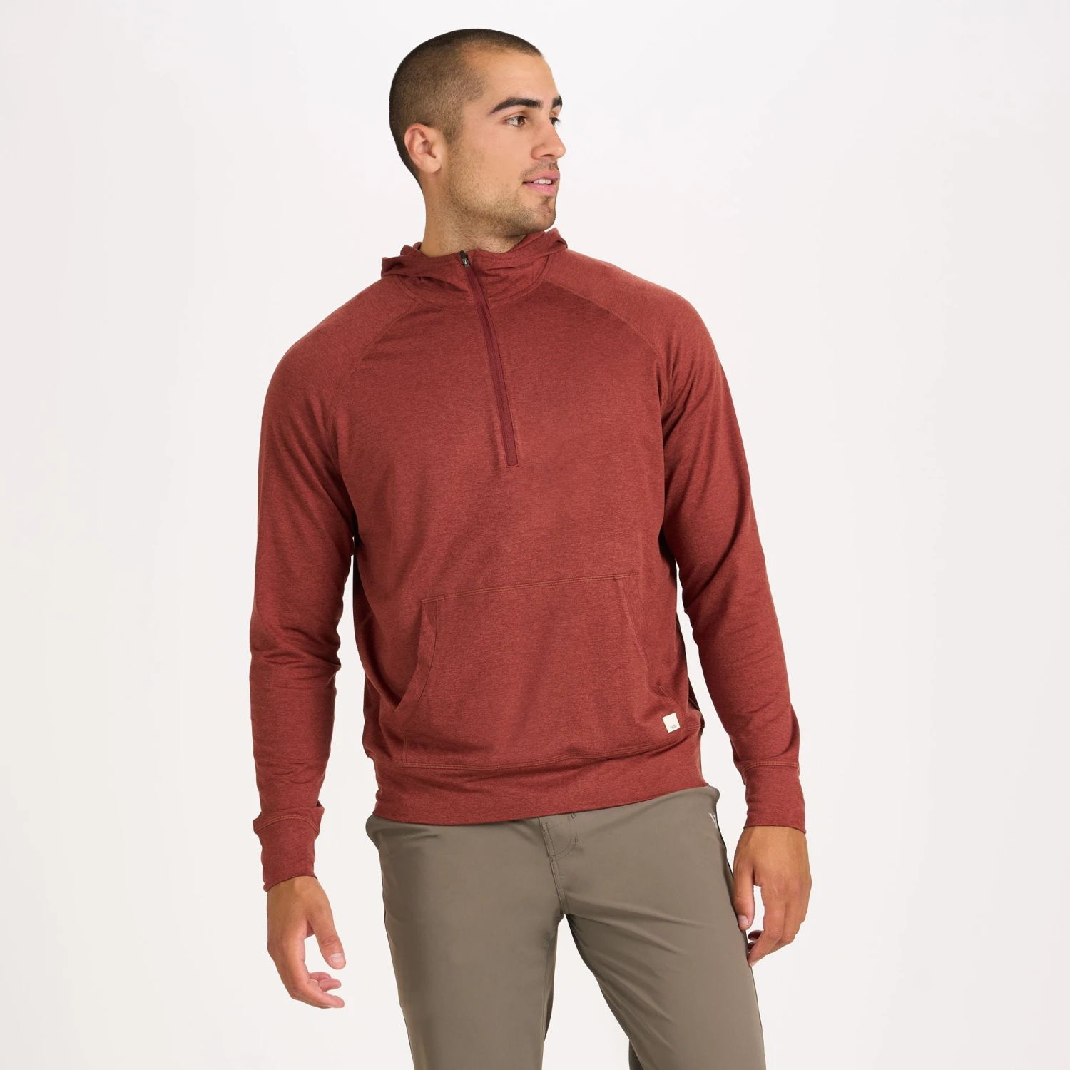 Ponto Performance Half Zip Hoodie | Red Clay Heather 2 Ponto Performance Half Zip Hoodie | Red Clay Heather - Image 2
