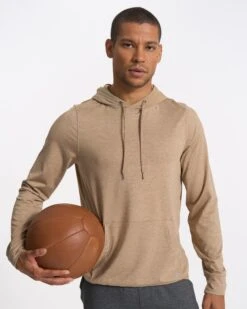 Sunday Element Hoodie | Camel Heather -Vuori Clothing Store V264CMH SP23 M ECOMM FLEECE DETAIL 3952 1x1 bbe33174 6ca1 4b3b 9c02 9d53624ac879