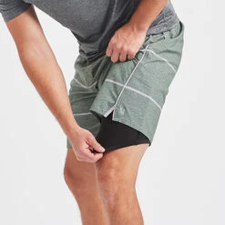 Trail Short | Evergreen Heather Stripe -Vuori Clothing Store V341EHS 5 update