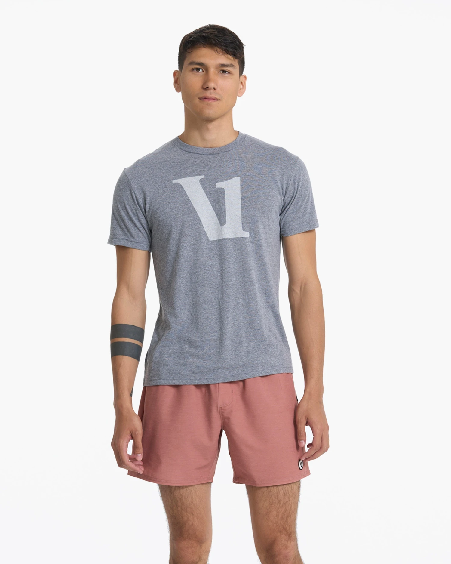 V1 Logo Tee | Heather Grey / Salt 2 V1 Logo Tee | Heather Grey / Salt - Image 2