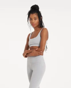 Lux Rib Daily Bra | Pale Grey Heather -Vuori Clothing Store VW1002PHG 00530