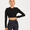 Long-Sleeve Lux Crop Tee | Black