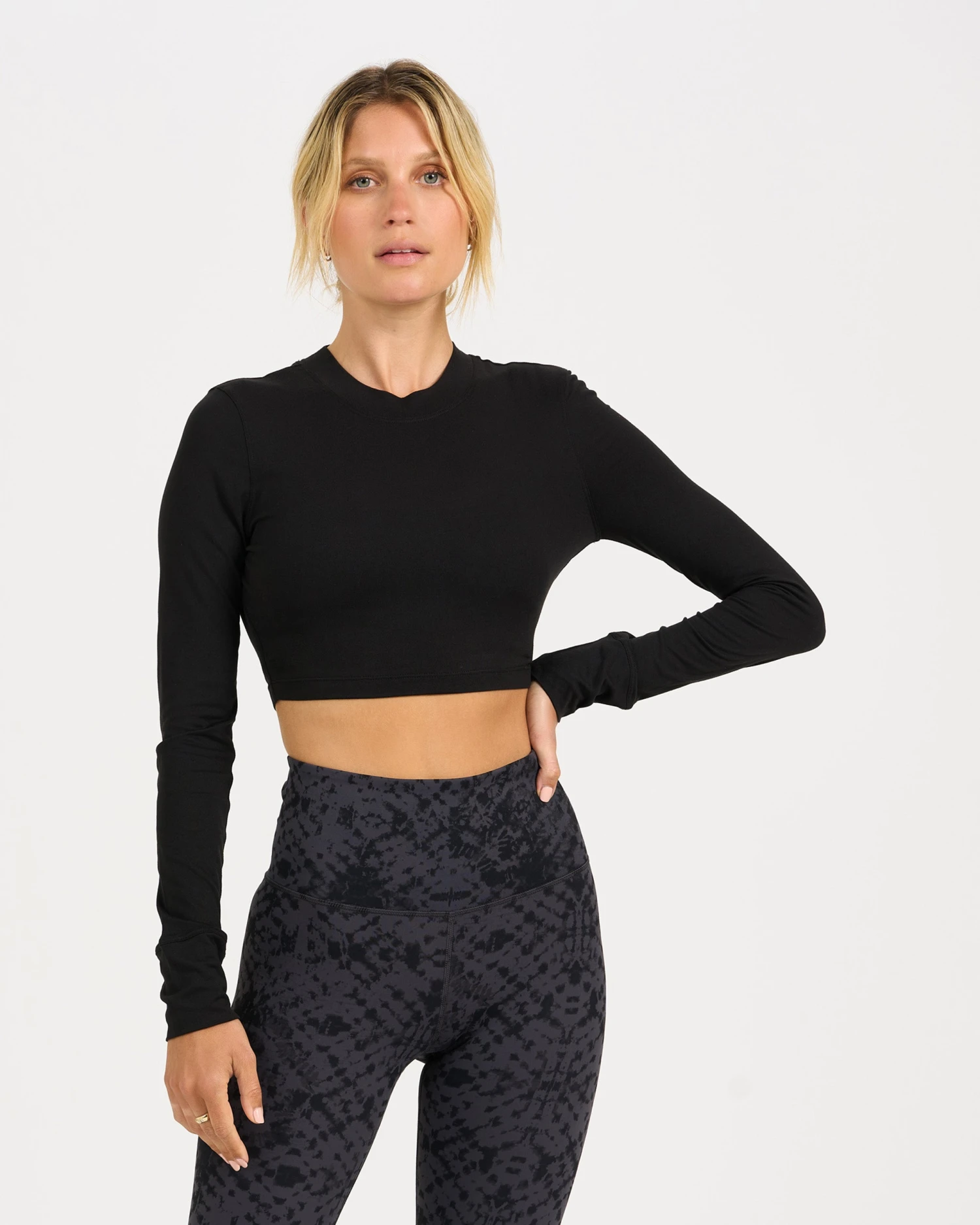 Long-Sleeve Lux Crop Tee | Black 1 Long-Sleeve Lux Crop Tee | Black