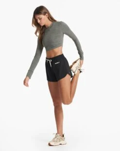 Long-Sleeve Lux Crop Tee | Dusty Pine Heather -Vuori Clothing Store VW1021HDY 01139