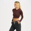 Long-Sleeve Lux Crop Tee | Fig Heather