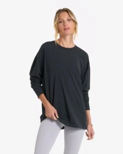 New Products 5 Long-Sleeve Feather Tee | Washed Black