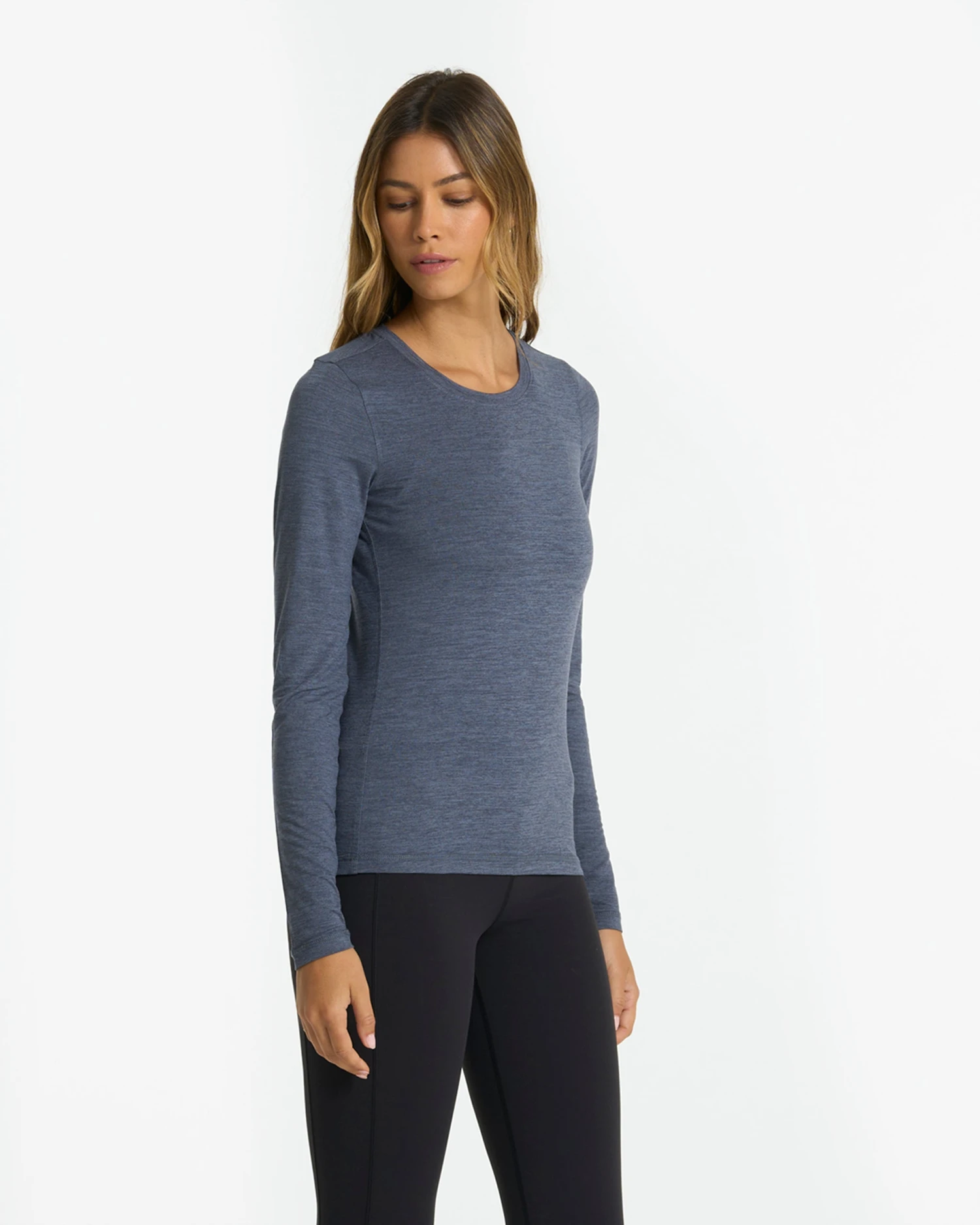 Long-Sleeve Lux Crew | Azure Heather 3 Long-Sleeve Lux Crew | Azure Heather - Image 3