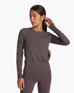 Long Sleeve Lux Crew | Plum Heather -Vuori Clothing Store VW1038HPU FA23 W ECOMM TOPS FRONT ALT TOPS 4