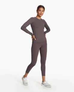 Long Sleeve Lux Crew | Plum Heather -Vuori Clothing Store VW1038HPU FA23 W ECOMM TOPS FULL ALT 6