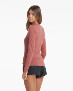 Long-Sleeve Lux Crew | Rosewood Heather -Vuori Clothing Store VW1038HRO 03053