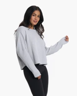 Slouchy Waffle Crew | Light Heather Grey -Vuori Clothing Store VW1047LHG 2791