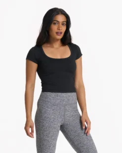 Short Sleeve Halo Crop | Black Heather