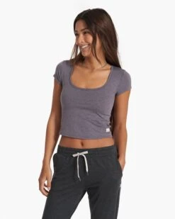 Short Sleeve Halo Crop | Sawyer Heather -Vuori Clothing Store VW1062HSW SP23 W ECOMM TOPS FULL 0013 1x1 180de776 72e9 416b 9374 858f797df5dd