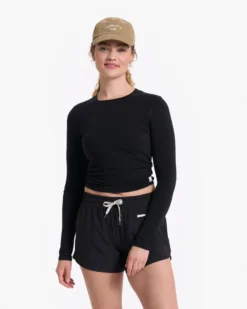 Long-Sleeve Coast Crop Crew | Black
