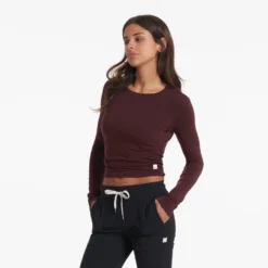 Long-Sleeve Coast Crop Crew | Ruby