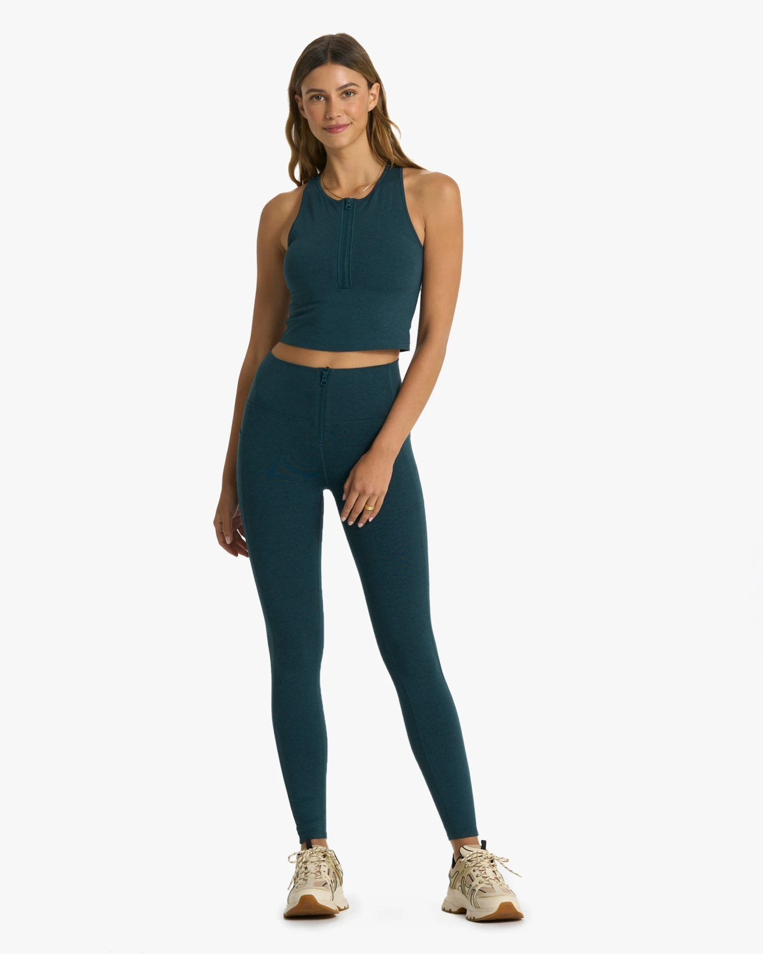 Granite Heathered Zip Tank | Beryl Heather 2 Granite Heathered Zip Tank | Beryl Heather - Image 2