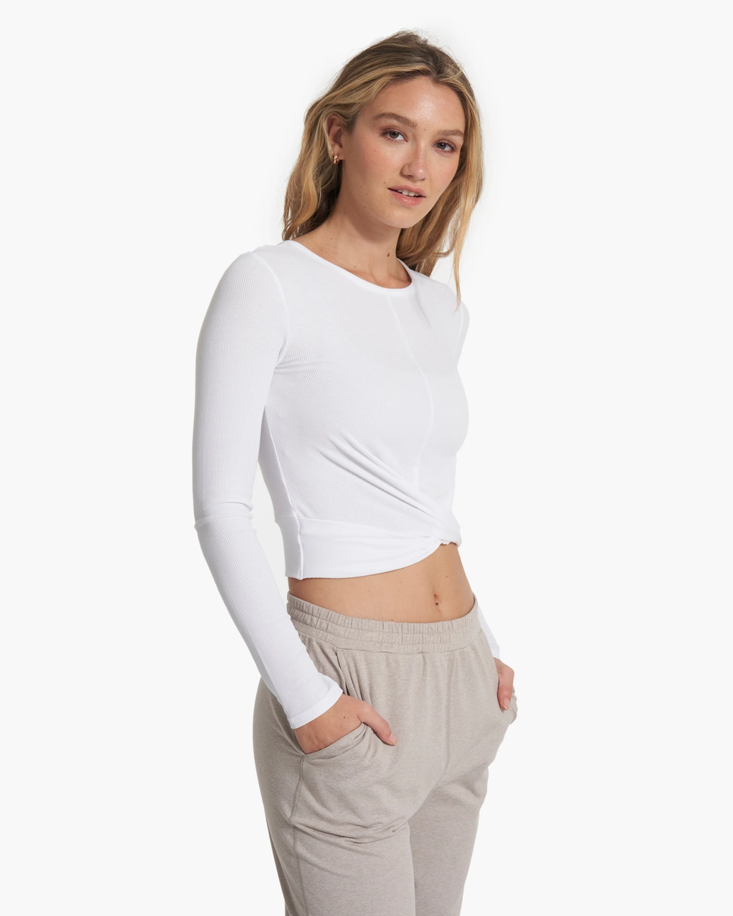 Long Sleeve Cove Twist Tee | White 2 Long Sleeve Cove Twist Tee | White - Image 2