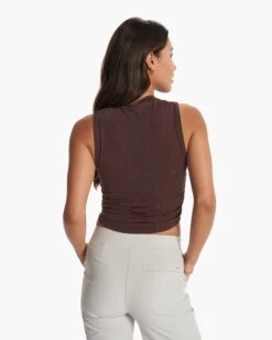 Westerlies Mock Tank | Mahogany -Vuori Clothing Store VW1146MAH FA23 W ECOMM TOPS BACK TOPS 5