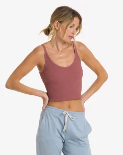 Rib Crop Tank | Rosewood -Vuori Clothing Store VW189RSD 03194