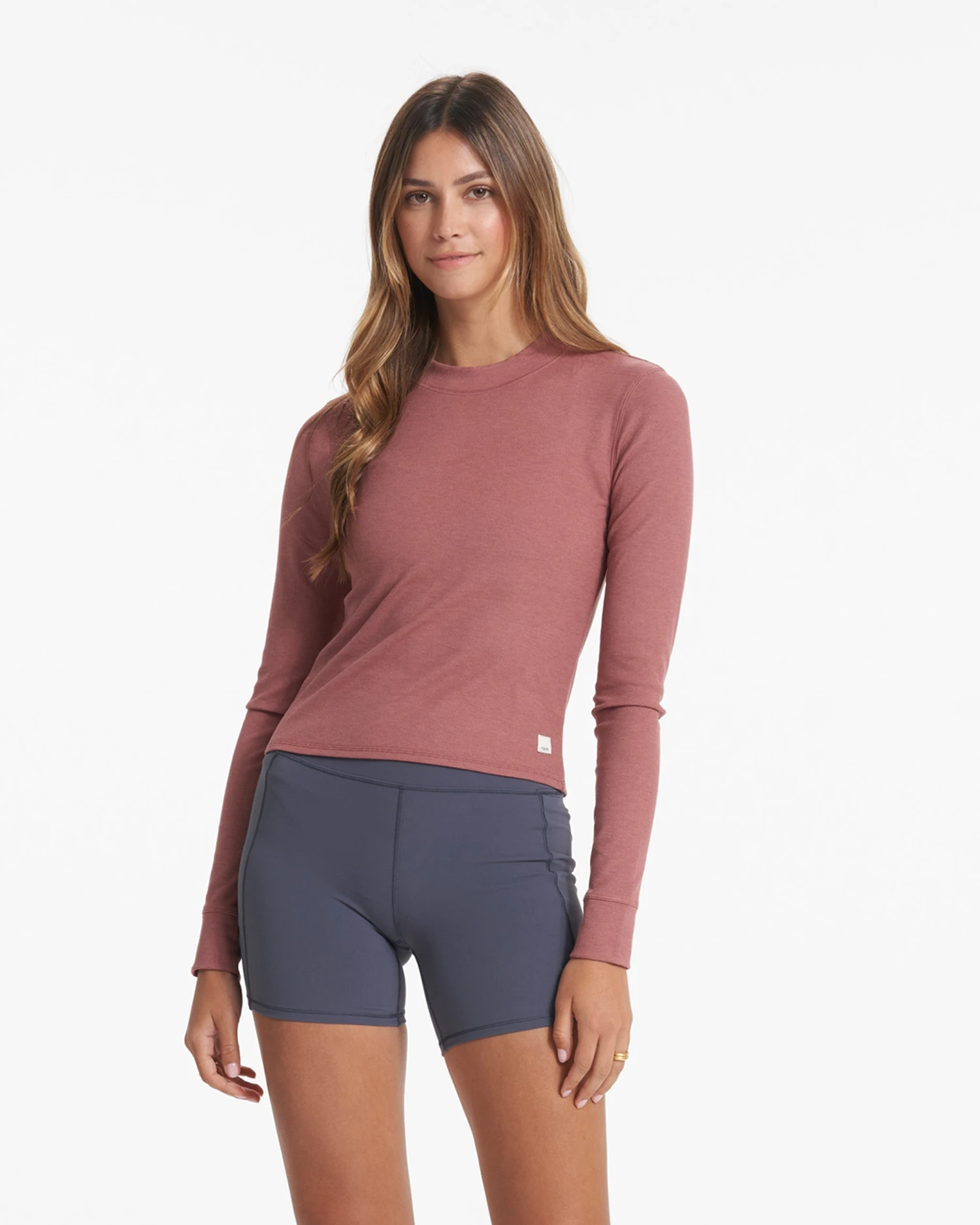 Long-Sleeve Pose Fitted Tee | Rosewood Heather 1 Long-Sleeve Pose Fitted Tee | Rosewood Heather