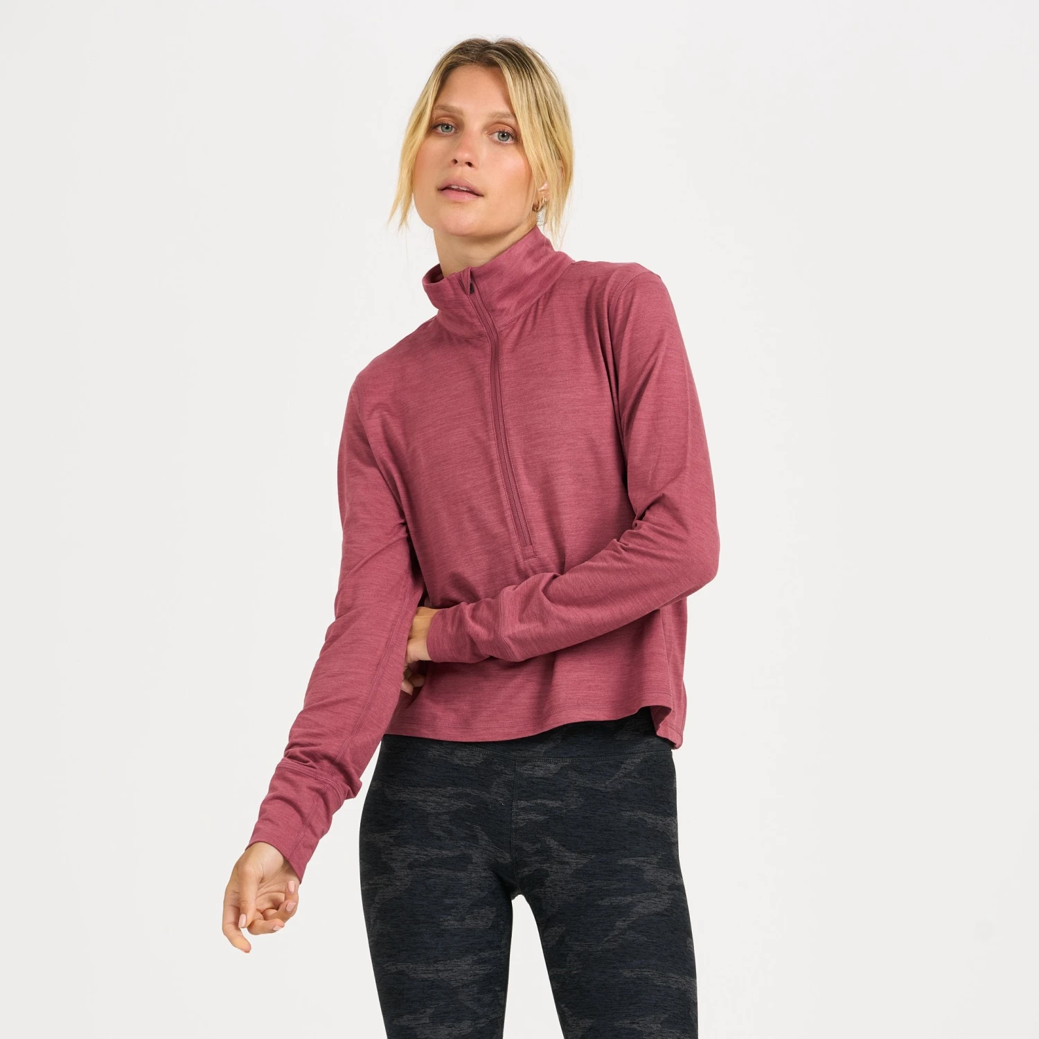Crescent Half Zip | Desert Rose Heather 1 Crescent Half Zip | Desert Rose Heather