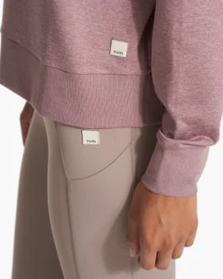 Long Sleeve Halo Crew | Orchid Heather -Vuori Clothing Store VW241HOD FA23 M ECOMM fleece DETAIL 2
